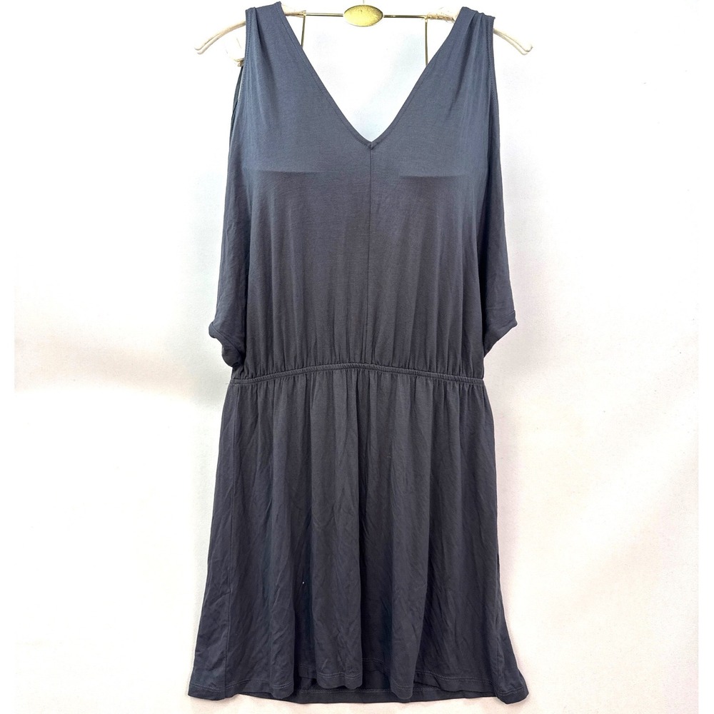 Caslon Womens Gray Sleeveless V-Neck Elastic Waist Open Back Dress Size M